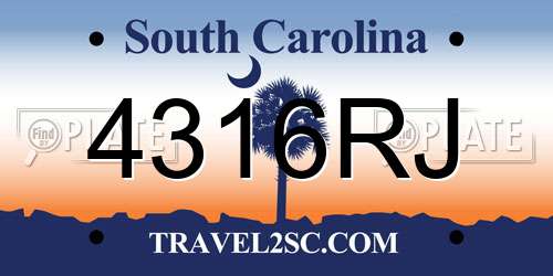 4316RJ South Carolina License Plate