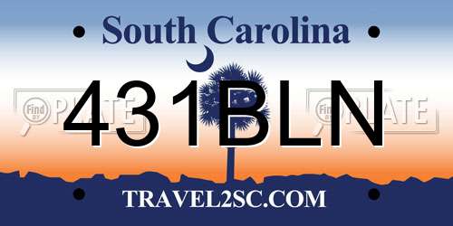 431BLN South Carolina License Plate
