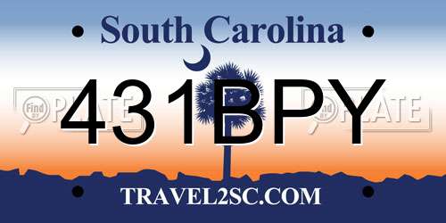 431BPY South Carolina License Plate