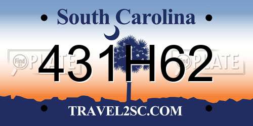 431H62 South Carolina License Plate
