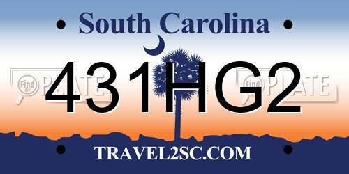 431HG2 South Carolina License Plate