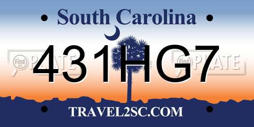 431HG7 South Carolina License Plate