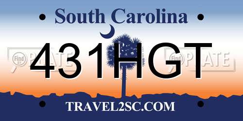 431HGT South Carolina License Plate