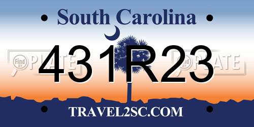 431R23 South Carolina License Plate