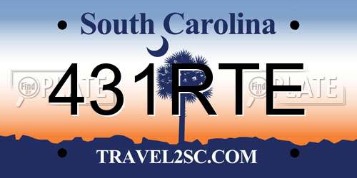 431RTE South Carolina License Plate