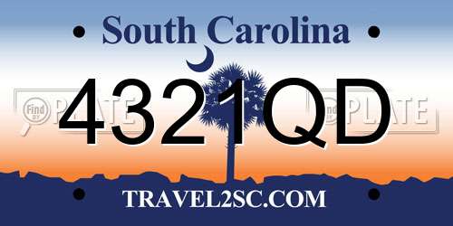 4321QD South Carolina License Plate