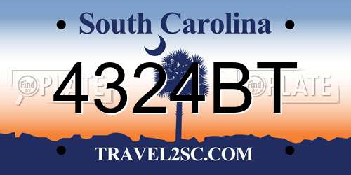 4324BT South Carolina License Plate