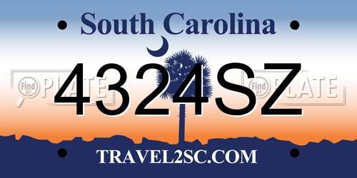 4324SZ South Carolina License Plate