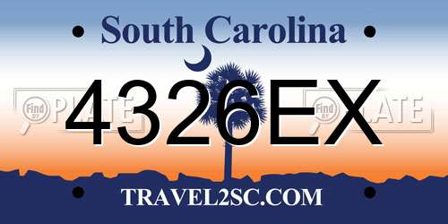 4326EX South Carolina License Plate