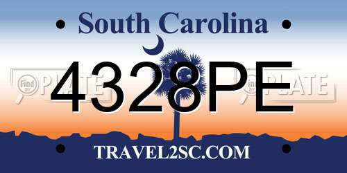 4328PE South Carolina License Plate
