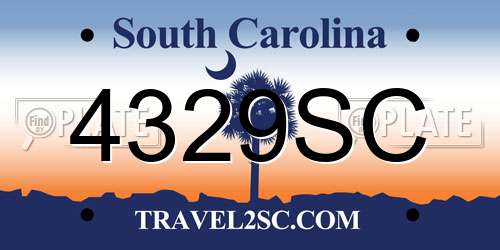 4329SC South Carolina License Plate