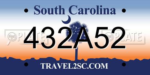 432A52 South Carolina License Plate