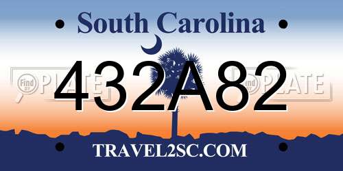 432A82 South Carolina License Plate