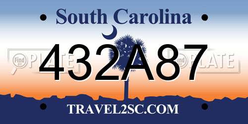 432A87 South Carolina License Plate