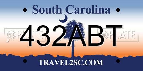 432ABT South Carolina License Plate