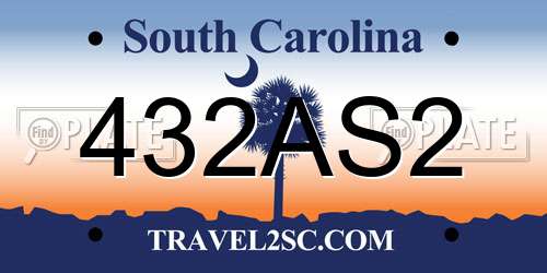 432AS2 South Carolina License Plate