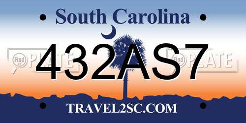 432AS7 South Carolina License Plate