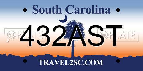 432AST South Carolina License Plate