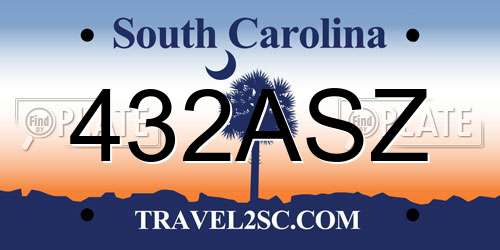432ASZ South Carolina License Plate