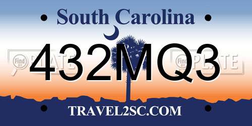 432MQ3 South Carolina License Plate