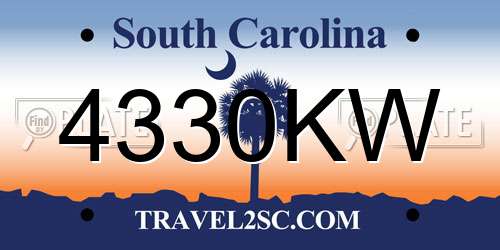 4330KW South Carolina License Plate