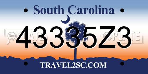 43335Z3 South Carolina License Plate