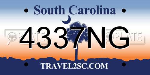4337NG South Carolina License Plate