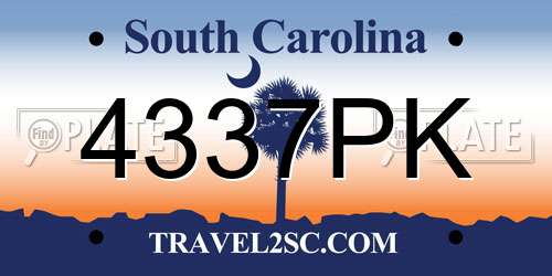 4337PK South Carolina License Plate