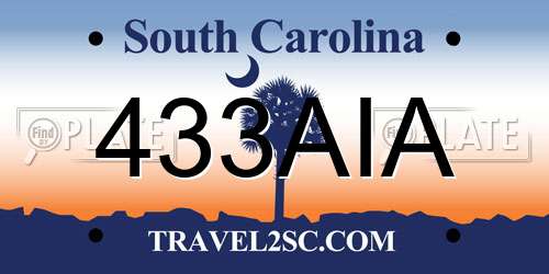 433AIA South Carolina License Plate
