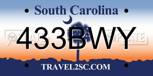 433BWY South Carolina License Plate
