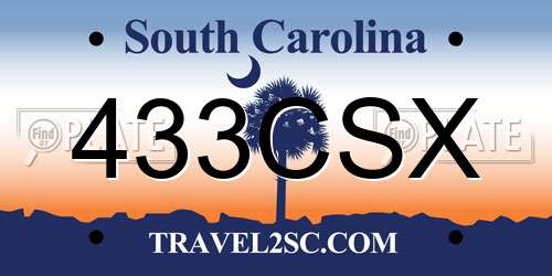 433CSX South Carolina License Plate