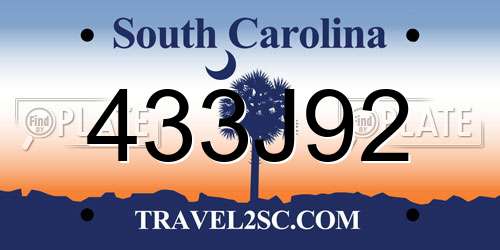 433J92 South Carolina License Plate