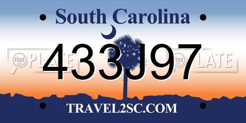 433J97 South Carolina License Plate