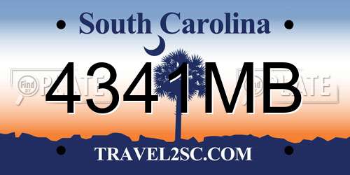 4341MB South Carolina License Plate