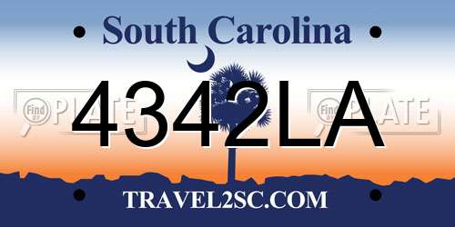 4342LA South Carolina License Plate