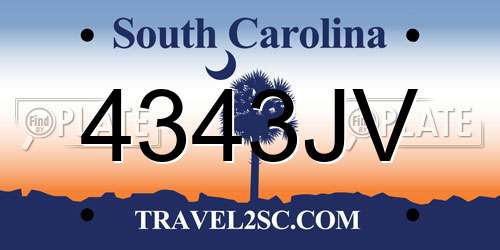 4343JV South Carolina License Plate