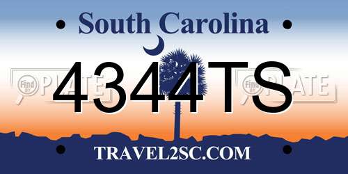 4344TS South Carolina License Plate
