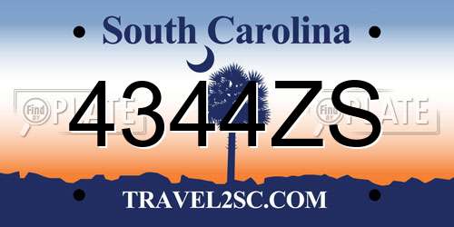 4344ZS South Carolina License Plate