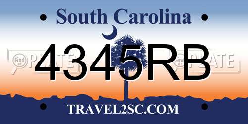4345RB South Carolina License Plate