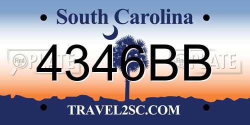 4346BB South Carolina License Plate