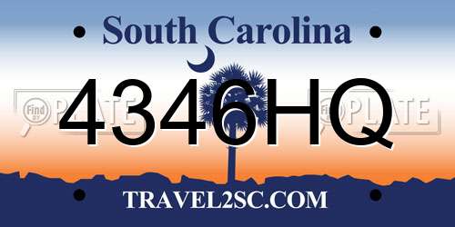 4346HQ South Carolina License Plate
