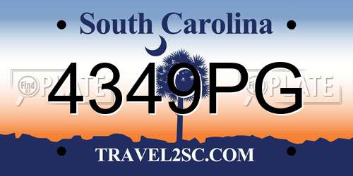 4349PG South Carolina License Plate