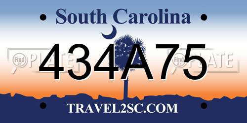 434A75 South Carolina License Plate