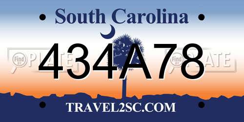 434A78 South Carolina License Plate