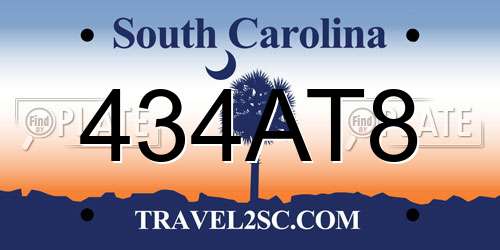434AT8 South Carolina License Plate