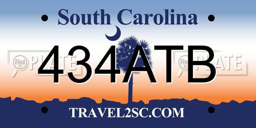 434ATB South Carolina License Plate
