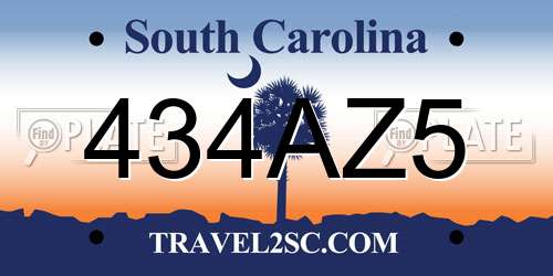 434AZ5 South Carolina License Plate