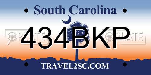434BKP South Carolina License Plate