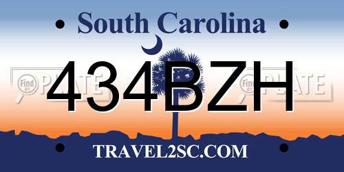 434BZH South Carolina License Plate