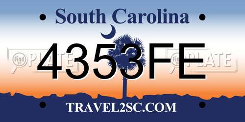 4353FE South Carolina License Plate